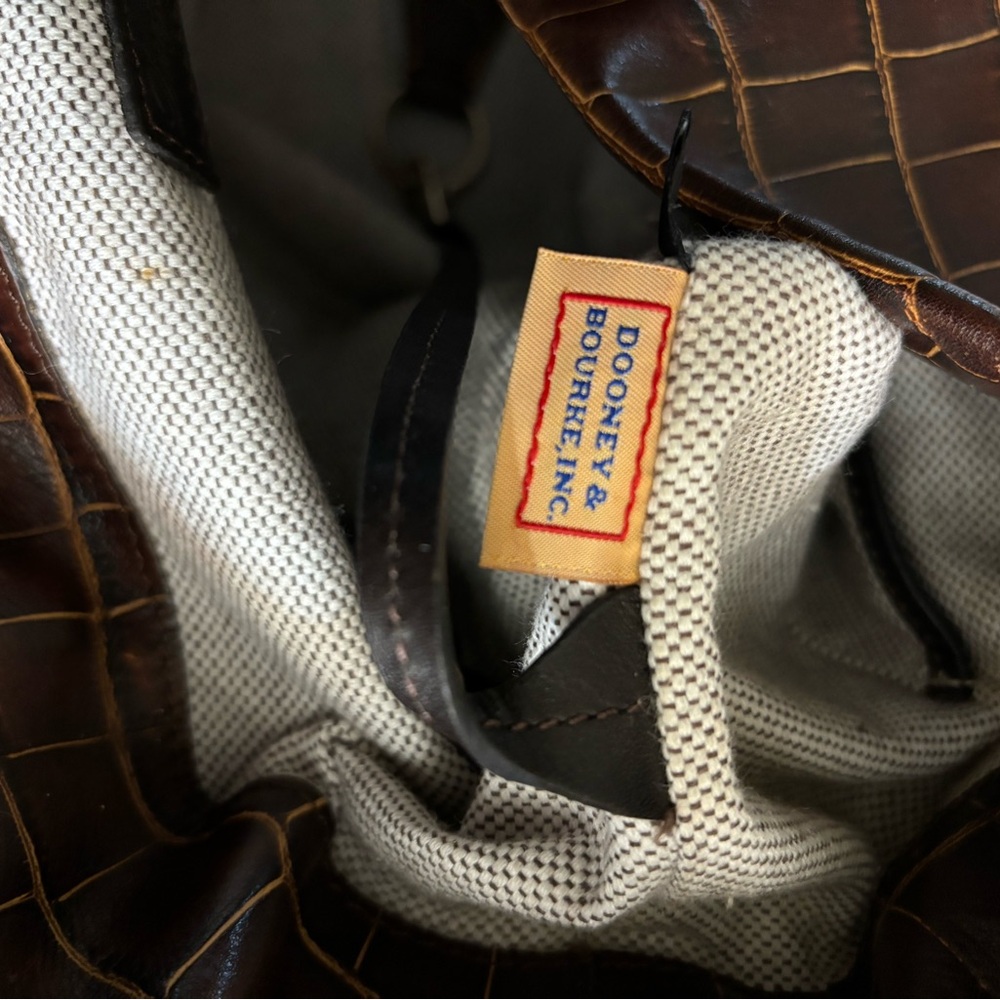 Dooney & Bourke Croc-Patterned Leather Shoulder Bag with Gold Toned Hardware - Picture 15 of 15
